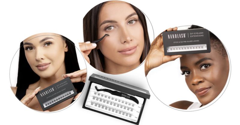 wimpertrosjes met transparante lijm nanolash